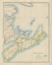 NOVA SCOTIA, New Brunswick Quebec Prince Edward's Island. Canada. SDUK 1874 map