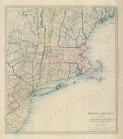 USA New York Maine Massachusetts Connecticut New Jersey NH RI VT.SDUK 1874 map