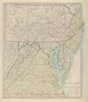 USA. Pennsylvania New Jersey Maryland Delaware DC Virginia. SDUK 1874 old map