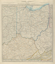 USA. Ohio with parts of Kentucky, Virginia & Indiana. Counties. SDUK 1874 map