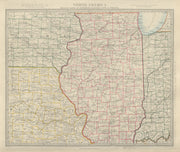 USA MIDWEST. Missouri Illinois Indiana Iowa. Railways. SDUK 1874 old map