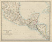 SOUTHERN MEXICO & CENTRAL AMERICA Yucatan Belize Guatemala SDUK 1874 old map