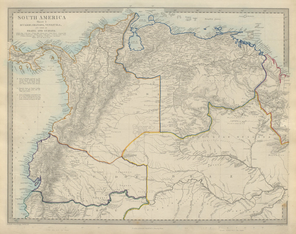 AMAZONIA showing "El Dorado?" & Missions. Brazil Ecuador Colombia SDUK 1874 map