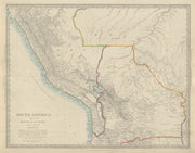 BOLIVIA with Litoral & PERU. Brazil Matto Grosso Amazonas. SDUK 1874 old map