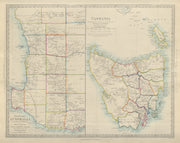 AUSTRALIA. Western Australia & Tasmania. Perth & Hobart. SDUK 1874 old map