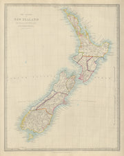 NEW ZEALAND provinces inc. Westland. Tavai Poenammoo Eaheinomauwe. SDUK 1874 map