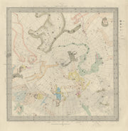 ASTRONOMY CELESTIAL Star map chart 5 North Pole. SDUK 1874 old antique