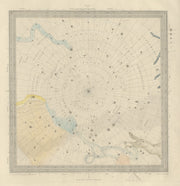 ASTRONOMY CELESTIAL Star map chart 6 South Pole. SDUK 1874 old antique