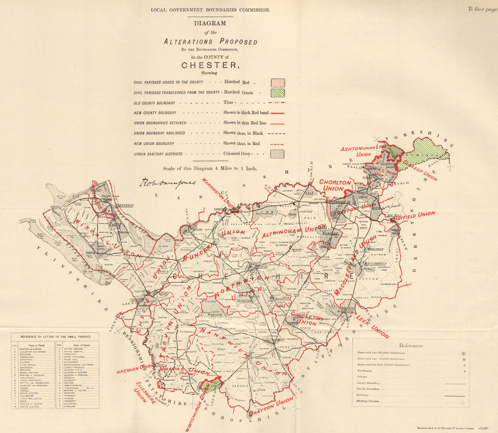 Alterations Proposed in Cheshire. JONES. BOUNDARY COMMISSION 1888 old map