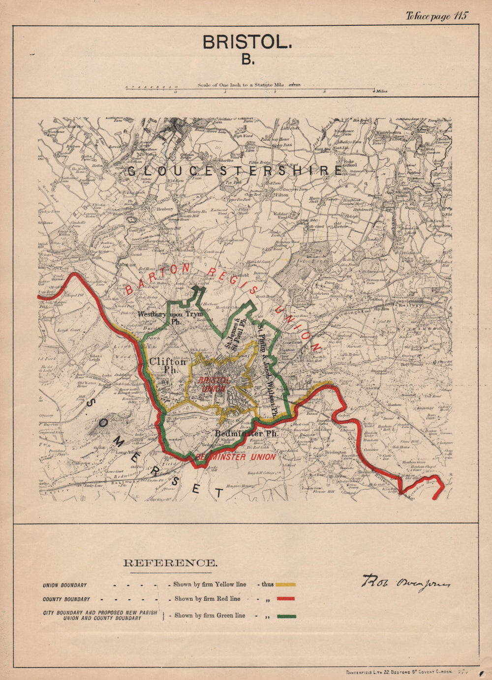 Bristol. JONES. PARLIAMENTARY BOUNDARY COMMISSION 1888 old antique map chart
