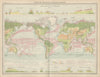 World. Vegetation. Ocean currents. Continental cross sections. TIMES 1922 map