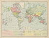 World - Political & colonial. British Empire. French Portuguese. TIMES 1922 map