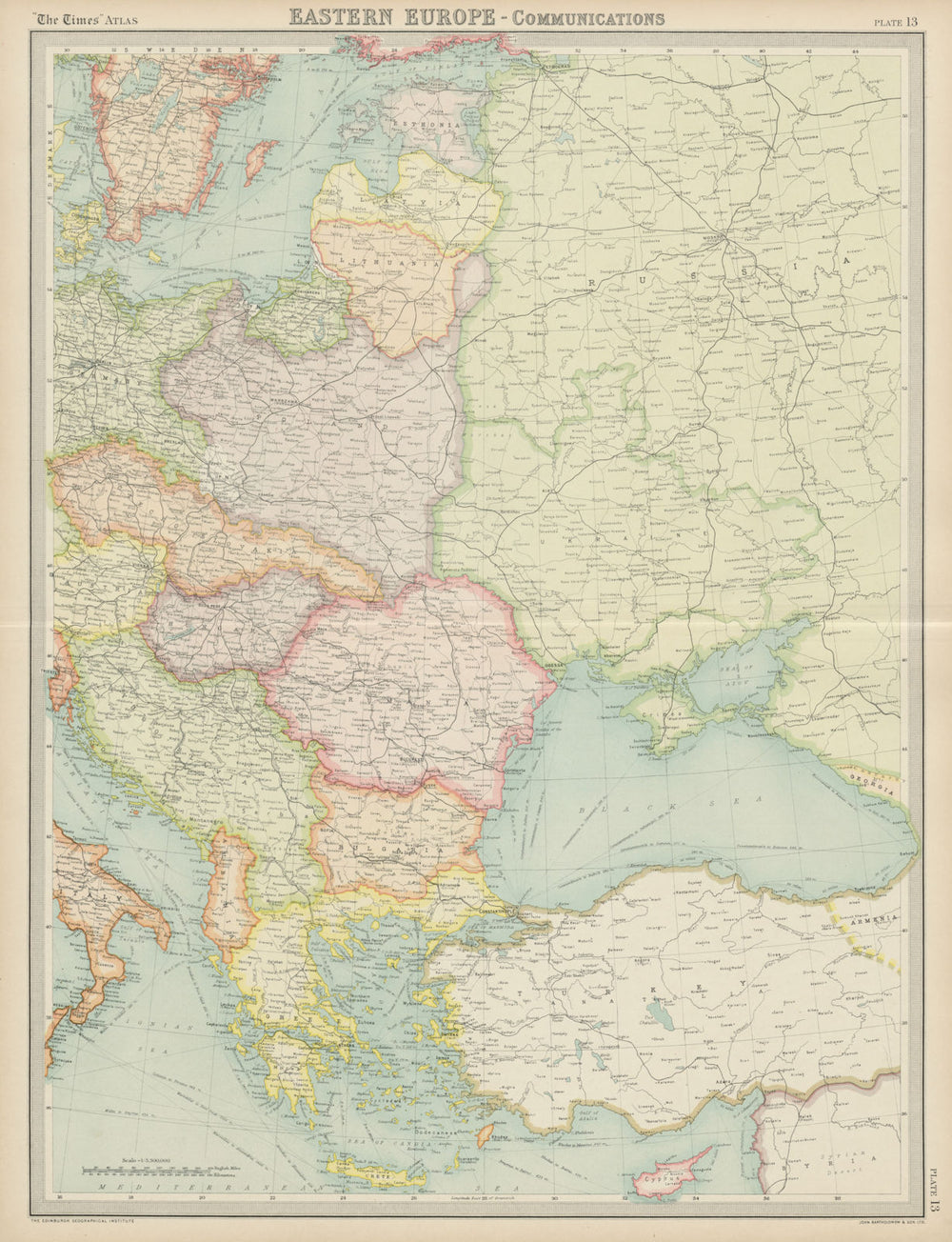 Eastern Europe Italian Albania Czechosolvakia Carpathian Ruthenia TIMES 1922 map