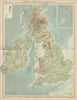 British Isles - Bathy-orographical. Relief mountains rivers. THE TIMES 1922 map