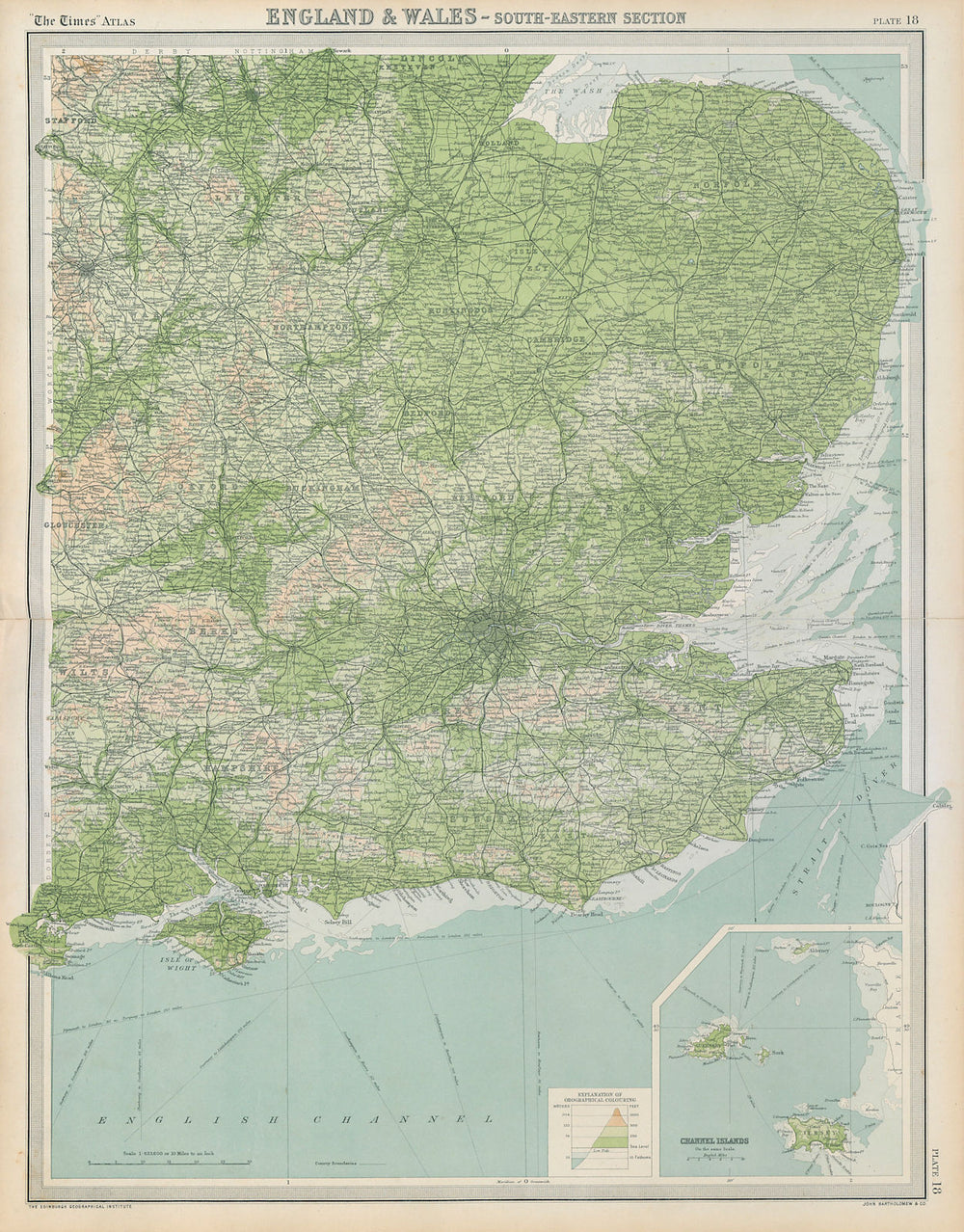 South-East England. Midlands East Anglia Home counties. THE TIMES 1922 old map