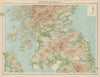 Southern Scotland. Relief & railways. THE TIMES 1922 old antique map chart