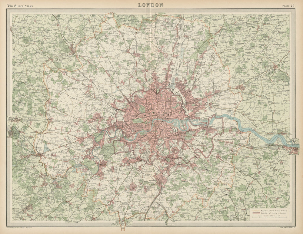 Greater London & Home counties. Railways. THE TIMES 1922 old antique map chart