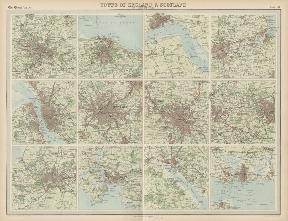 England & Scotland city plans. THE TIMES 1922 old antique map chart