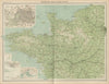North-western France. Brittany Normandy Loire valley. THE TIMES 1922 old map
