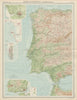 Western Spain & Portugal. Iberia. Lisbon Gibraltar Oporto Cadiz. TIMES 1922 map