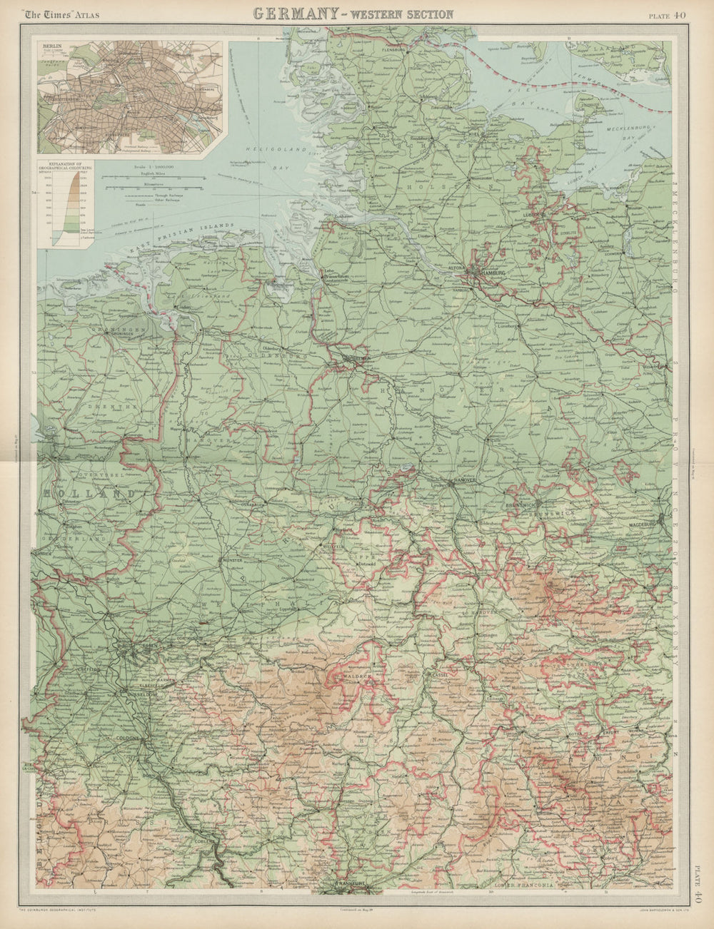 Western Germany. Westphalia Hanover Oldenburg &c. THE TIMES 1922 map