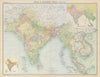South Asia. British & Farther India. Indochina. Ethnographic. TIMES 1922 map