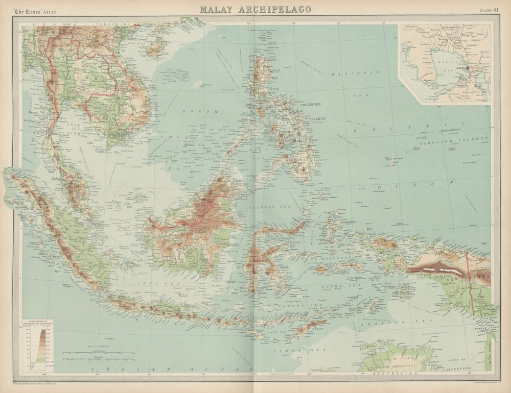 Malay Archipelago. Indonesia Philippines Dutch East Indies. THE TIMES 1922 map
