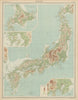 Japanese Islands relief. THE TIMES 1922 old antique vintage map plan chart