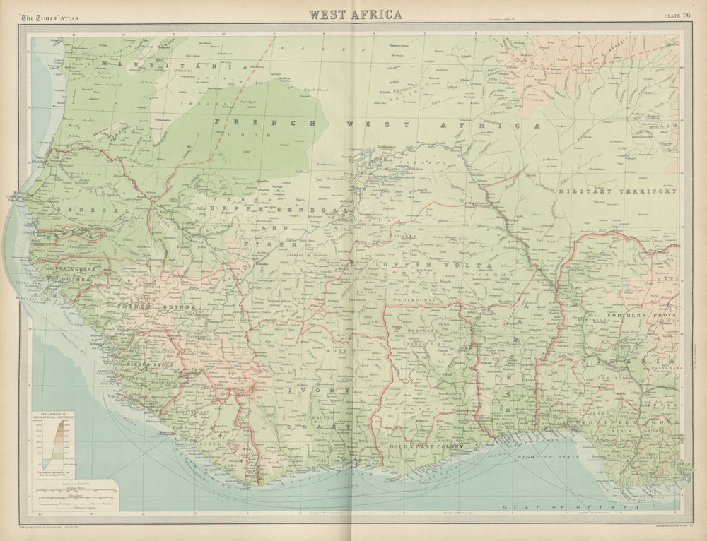 Colonial & French West Africa. Gold Coast Dahomey Upper Volta. TIMES 1922 map