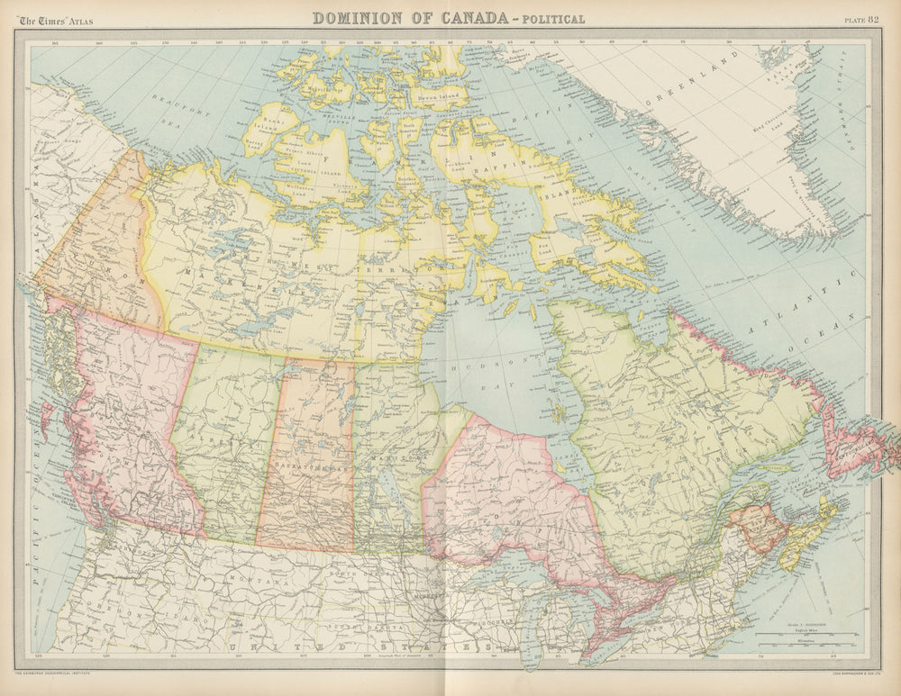 Dominion of Canada - Political. Provinces & territories. THE TIMES 1922 map