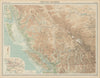 British Columbia. Relief. Rocky Mountains. Vancouver. THE TIMES 1922 old map