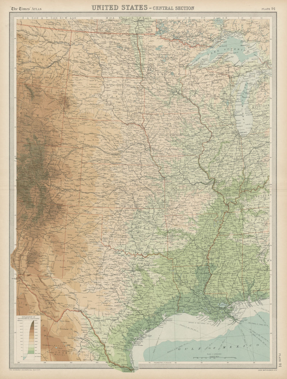 Central United States. Mississippi valley. Midwest Plains Rockies TIMES 1922 map