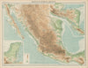 Mexico & Central America. Relief railways. THE TIMES 1922 old antique map