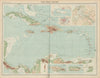 West Indies & Caribbean. Panama Canal. Relief. THE TIMES 1922 old antique map