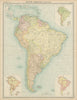 South America. Political. Ethnicity Races. THE TIMES 1922 old antique map