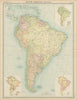 South America. Political. Ethnicity Races. THE TIMES 1922 old antique map