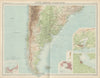 Southern South America. Patagonia. Montevideo Valparaiso. TIMES 1922 old map