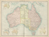 Australia political. States territories. Vegetation rainfall. TIMES 1922 map