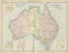 Australia political. States territories. Vegetation rainfall. TIMES 1922 map