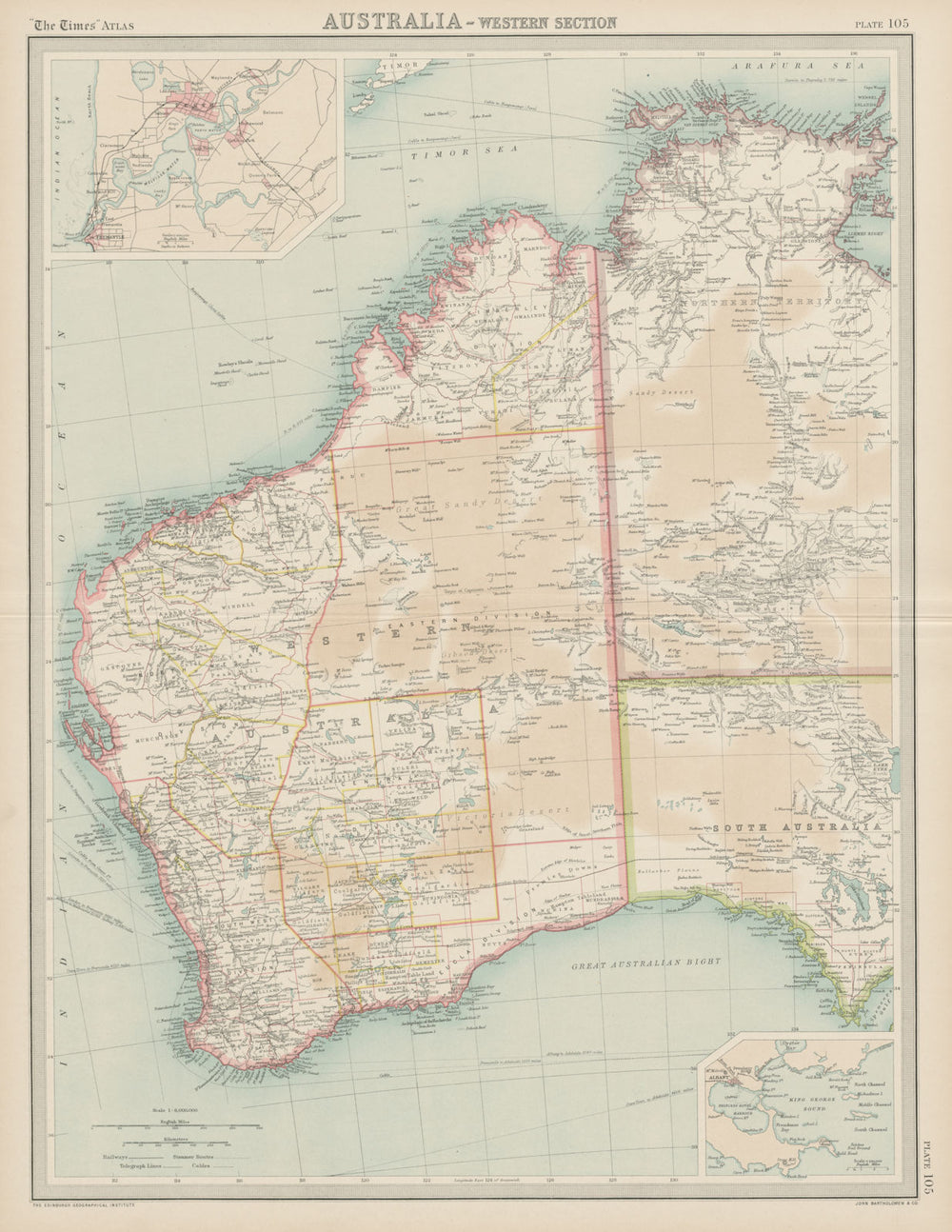 Western Australia. Perth & Albany plans. THE TIMES 1922 old antique map chart