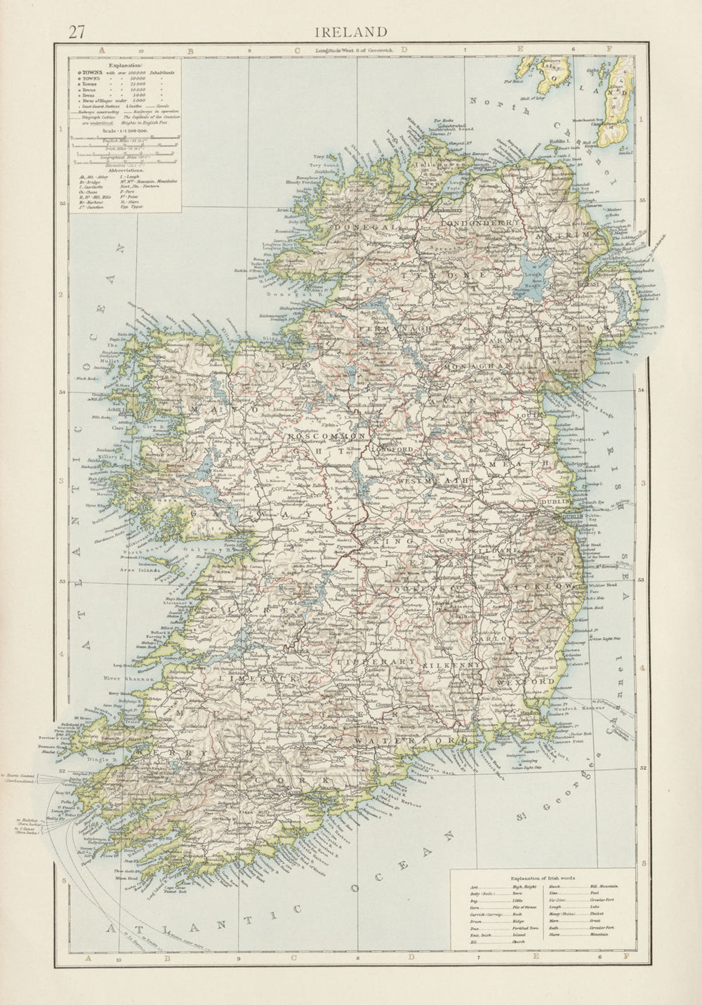 Ireland. THE TIMES 1900 old antique vintage map plan chart