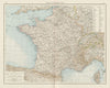 France (General map) without Alsace & Lorraine. THE TIMES 1900 old antique