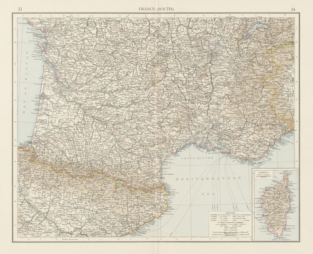 France (South). THE TIMES 1900 old antique vintage map plan chart