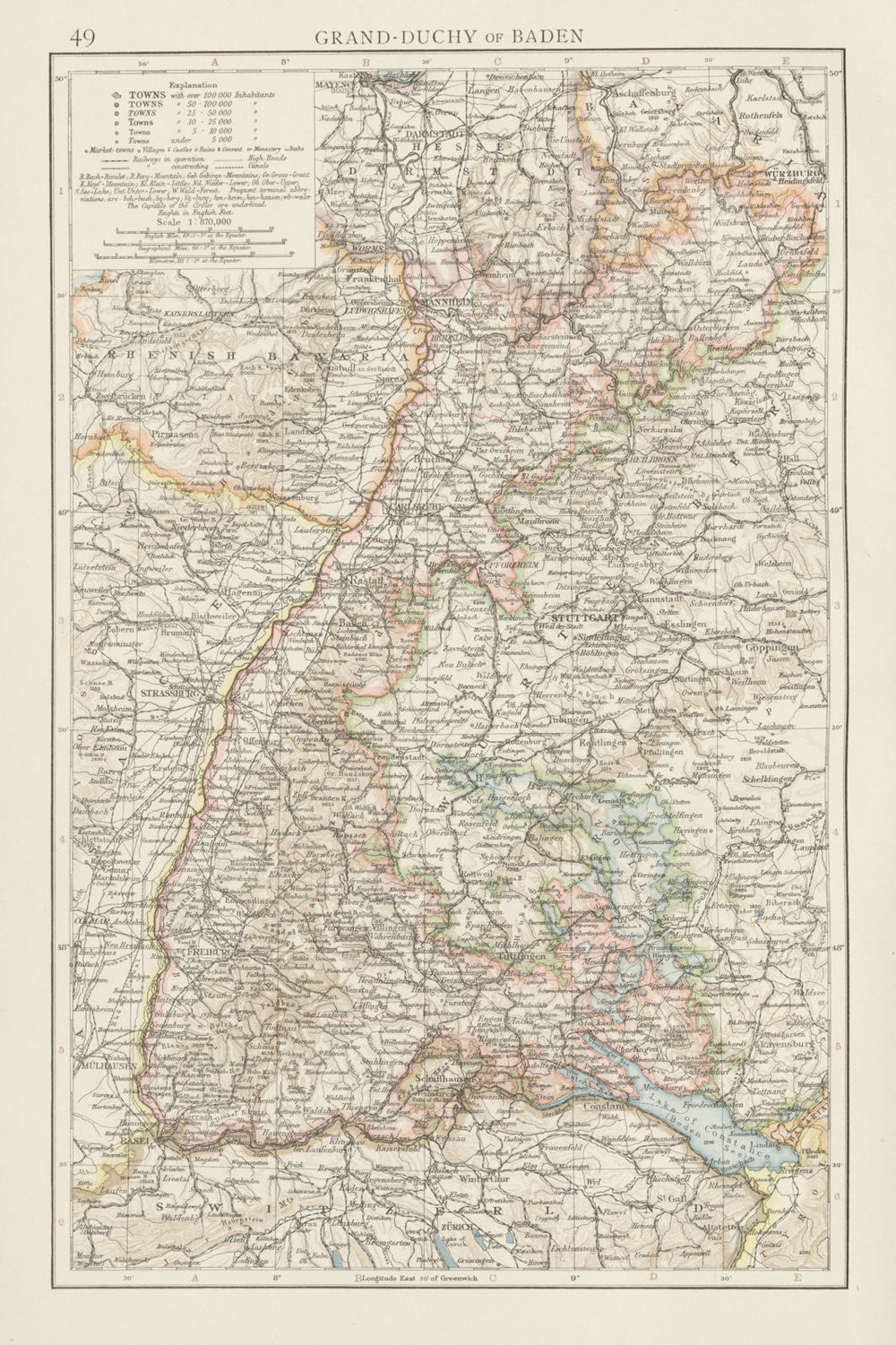 Grand-Duchy of Baden. THE TIMES 1900 old antique vintage map plan chart