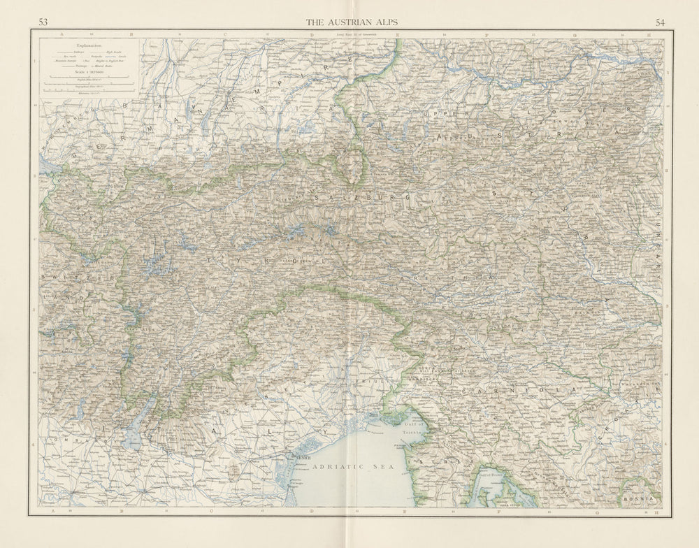 Eastern Alps. Austrian, Bavarian, Italian & Julian Alps. Tyrol. TIMES 1900 map