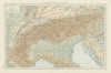 General map of the Alps, showing the alpine ranges. THE TIMES 1900 old