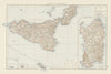 Sicily and Sardinia. Italian islands. THE TIMES 1900 old antique map chart