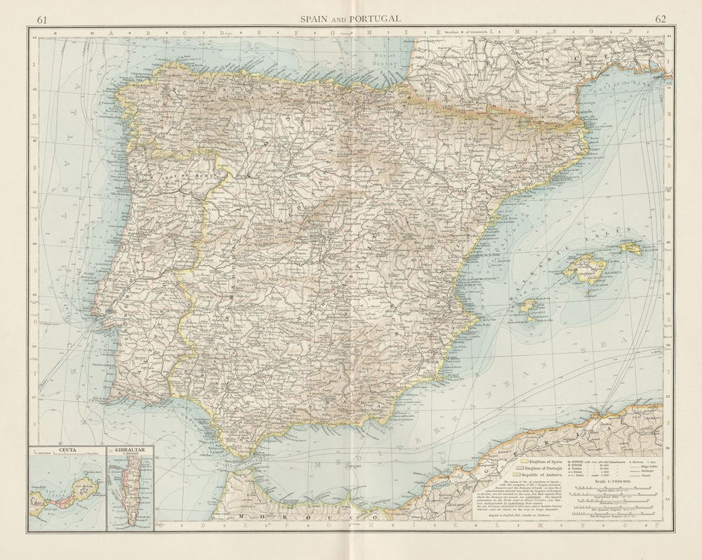Spain & Portugal. Iberia. Telegraph cables. Ceuta & Gibraltar. TIMES 1900 map