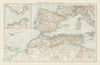 Western Mediterranean sea. Strait of Gibraltar. Telegraph cables. TIMES 1900 map