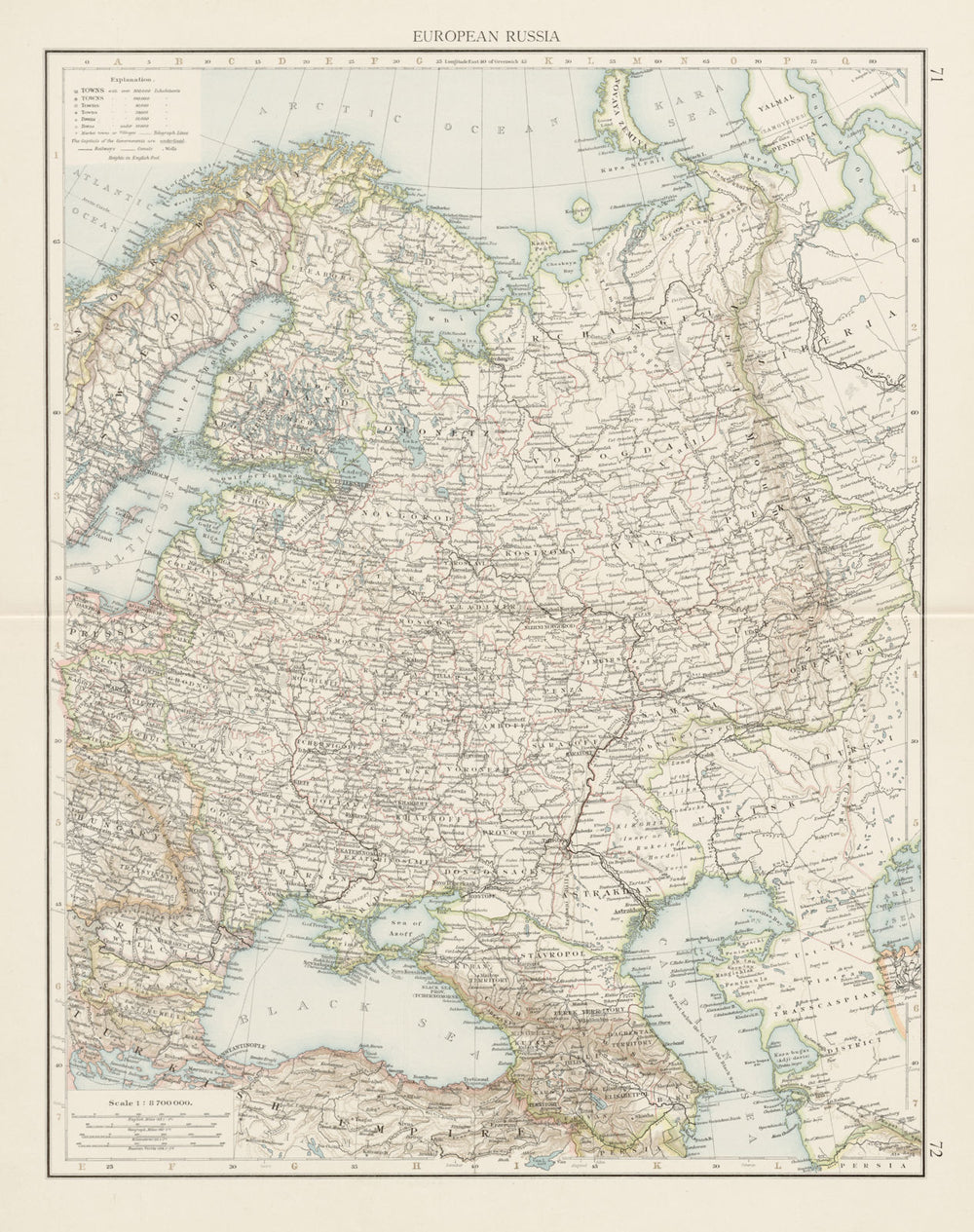 European Russia. Baltic Caucasus Ukraine Black & Caspian seas. TIMES 1900 map